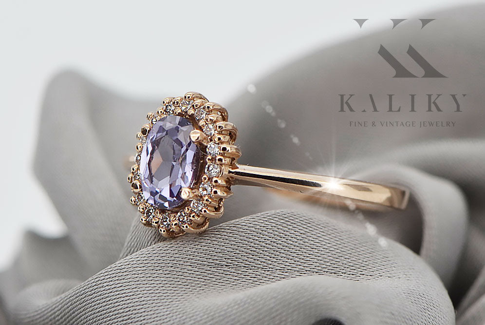 Original Vintage 14K Rose Gold Alexandrite Ring Vintage crc009r