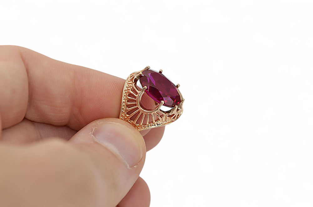 Ring Vintage craft Ruby Original Vintage 14K Rose Gold vrc003r