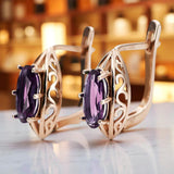 Rose pink 14k 585 gold amethyst earrings vec141 Vintage