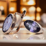 Rose pink 14k 585 gold alexandrite earrings vec001 Vintage Russian Soviet style