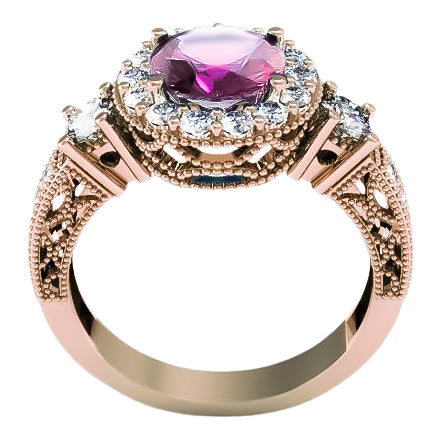 Amethyst Original Vintage 14K Rose Gold Ring Vintage crc003r