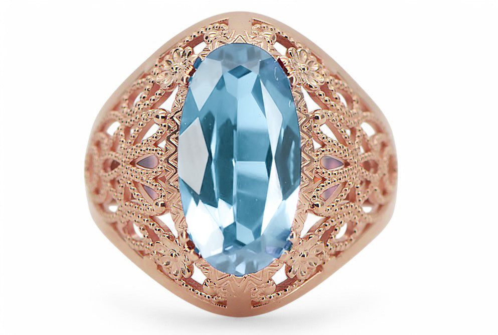Original Vintage 14K Rose Gold Aquamarine Ring Vintage style vrc074r