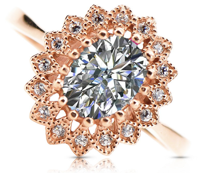Original Vintage 14K Rose Gold Zircon Ring Vintage style crc012r