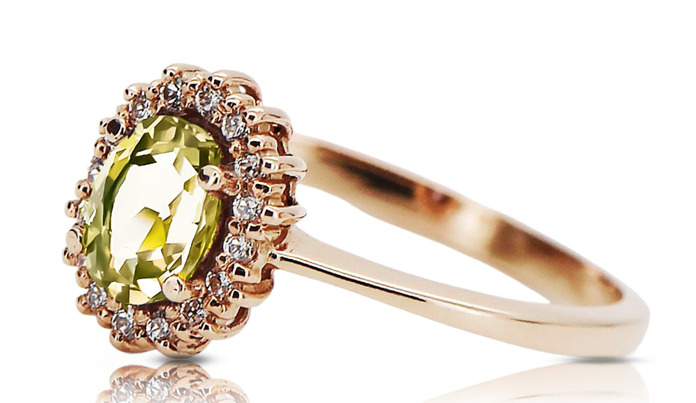Original Vintage 14K Rose Gold Yellow Peridot Ring Vintage crc009r