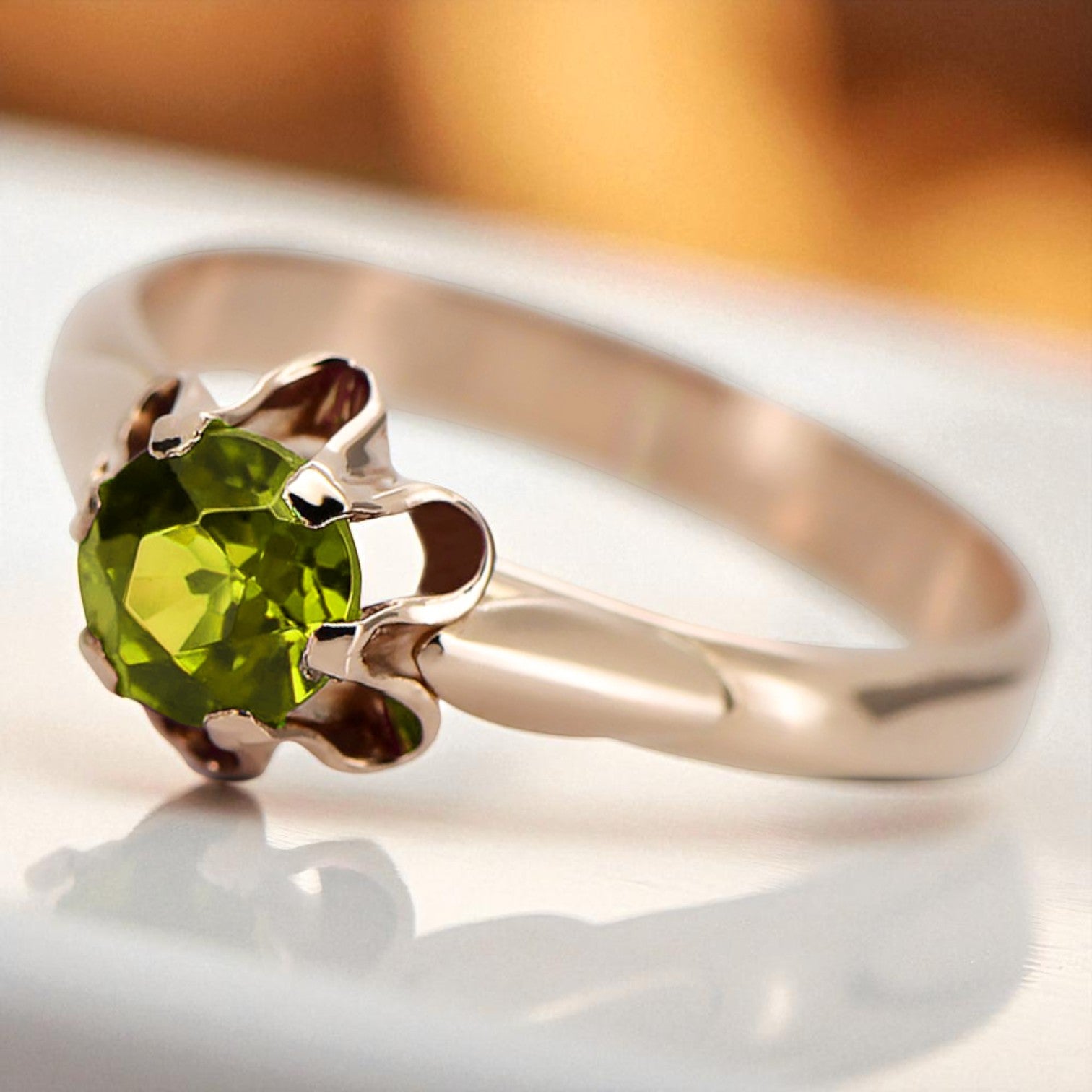 Original Vintage 14K Rose Gold Yellow Peridot Ring Vintage style vrc094r