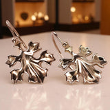 Rose pink 14k 585 gold  Vintage leaf earrings ven047