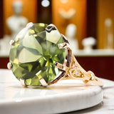 Ring Yellow Peridot Original Vintage 14K Rose Gold Vintage Jewlery vrc073r