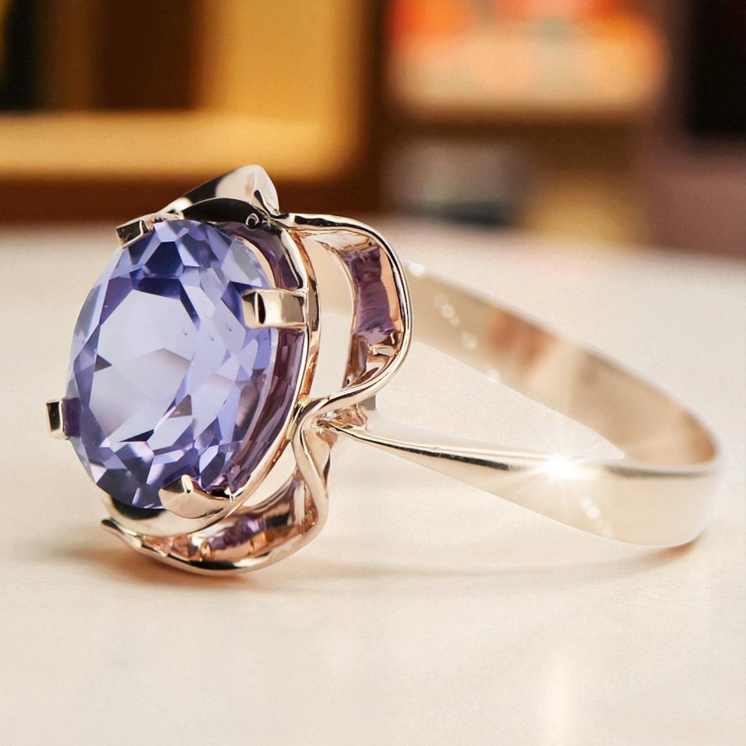 Rose 14K Gold 585 Alexandrite Ring vrc206 Russian Soviet Vintage style