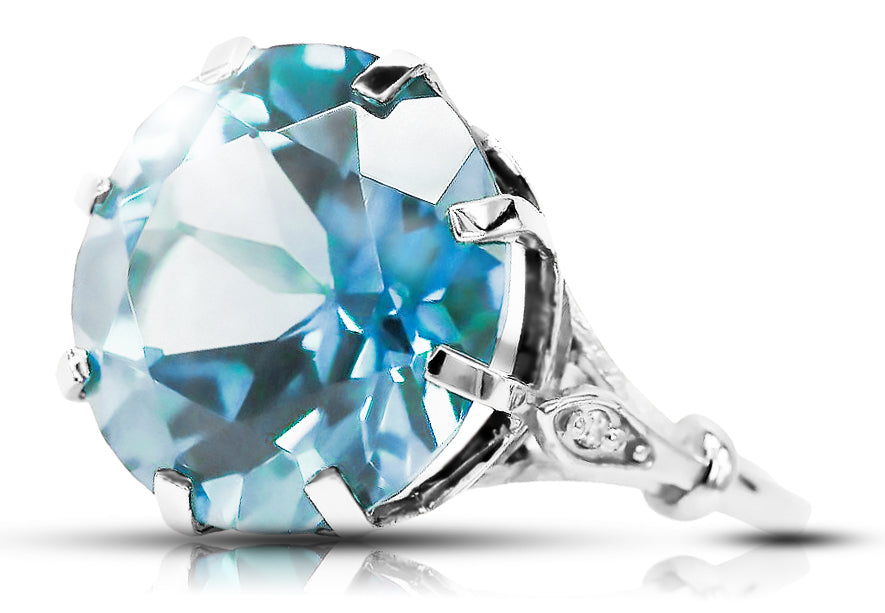 Ring Vintage Jewlery Aquamarine Sterling silver 925 vrc073s