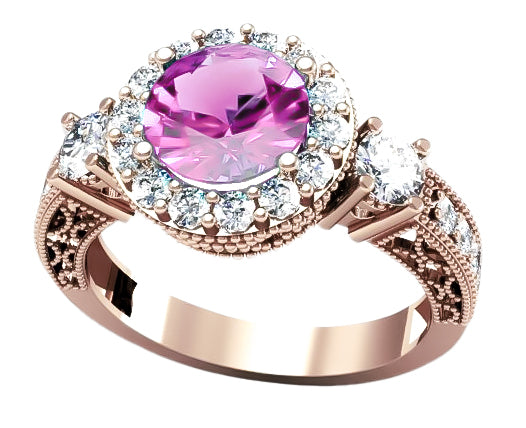 Amethyst Original Vintage 14K Rose Gold Ring Vintage crc003r