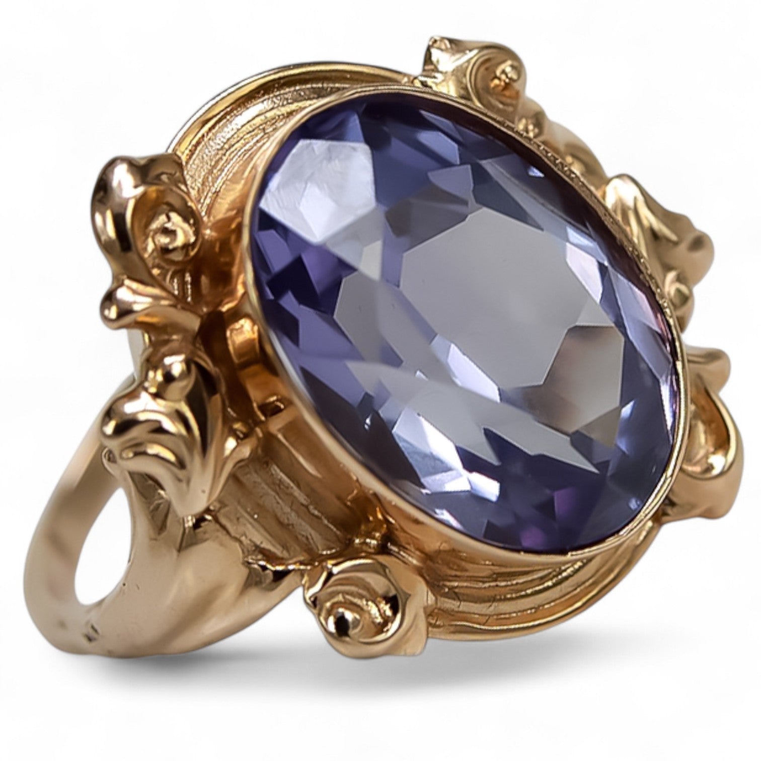 Ring Vintage craft Alexandrite Original Vintage 14K Rose Gold vrc100r