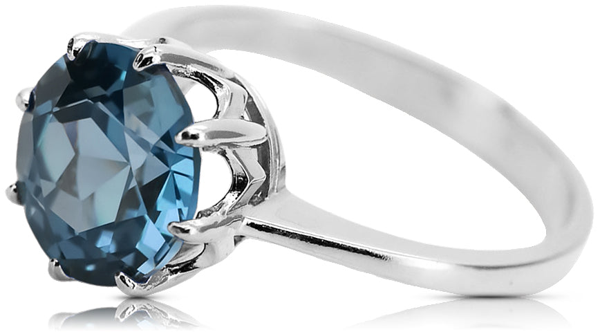 Ring Aquamarine Sterling silver 925 Vintage style vrc157s