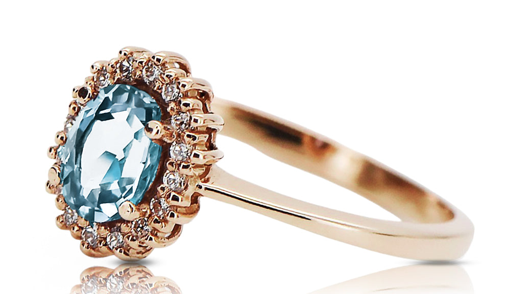 Aquamarine Original Vintage 14K Rose Gold Ring Vintage craft crc009r