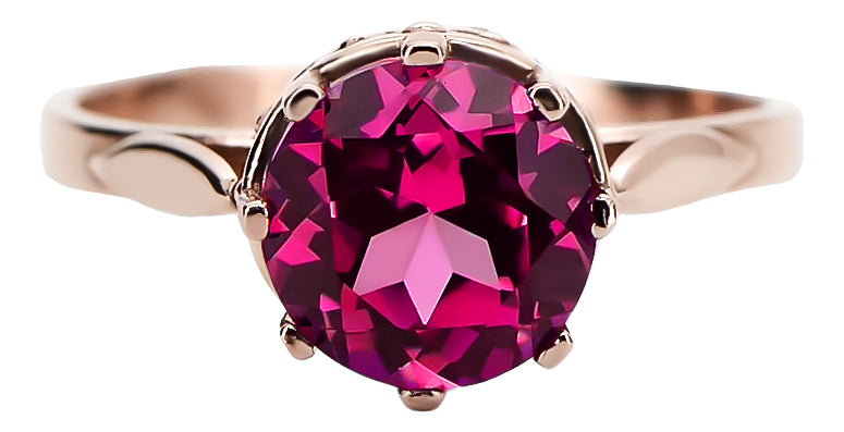 Ring Ruby Sterling silver rose gold plated Vintage style vrc366rp