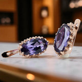 Rose pink 14k 585 gold aleksandryt earrings vec174 Vintage