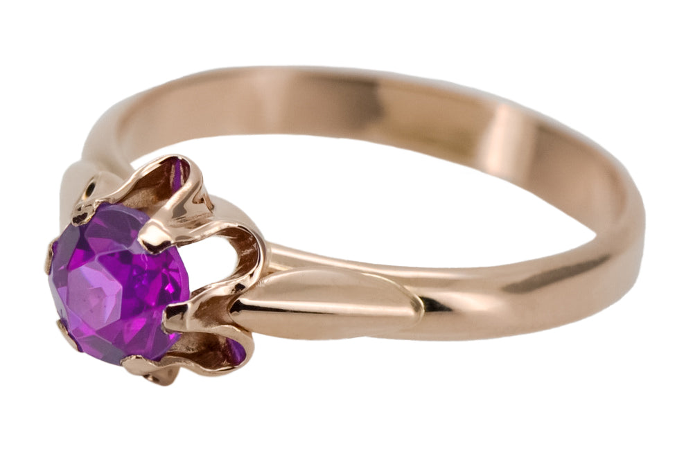 Ring Vintage Jewlery Amethyst Original Vintage 14K Rose Gold vrc094r