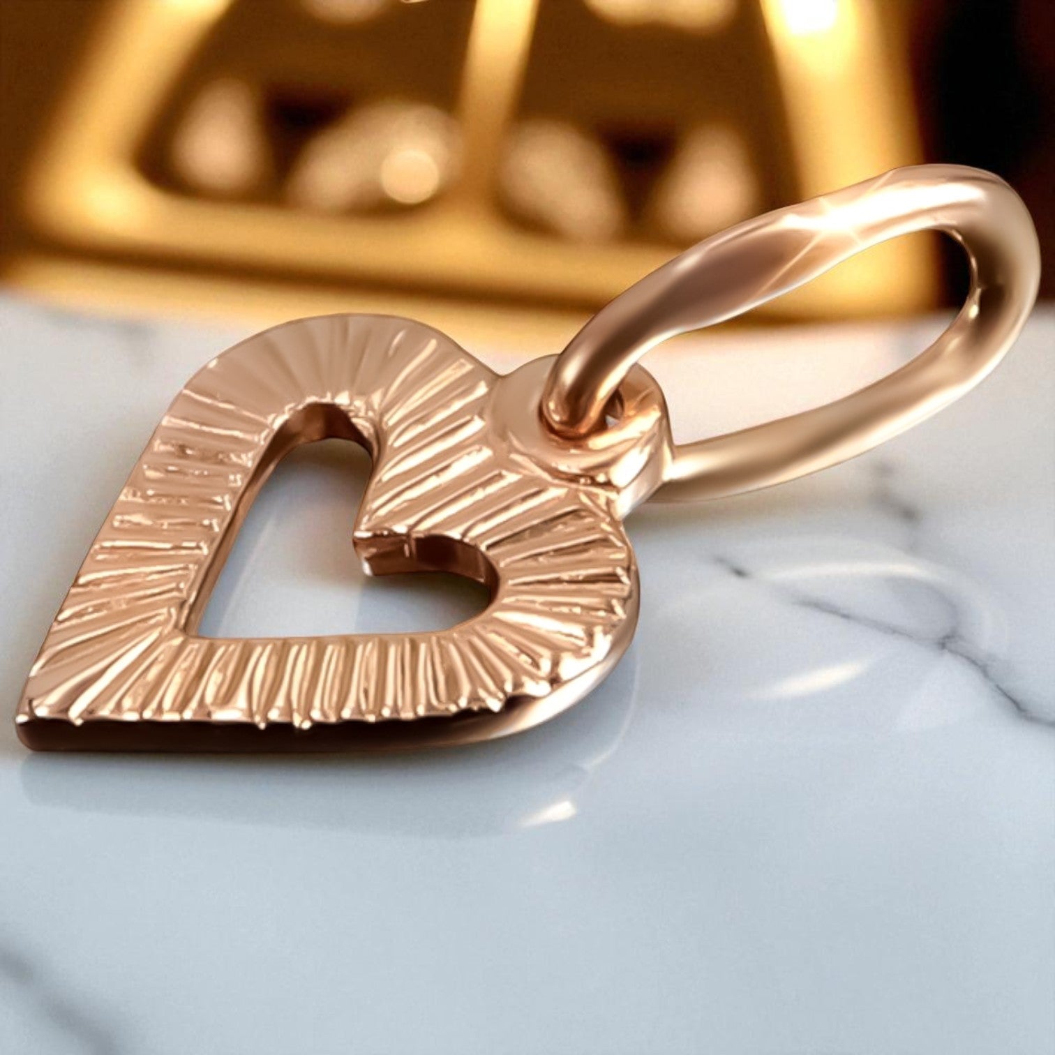Vintage rose pink 14k 585 gold Vintage heart pendant vpn087