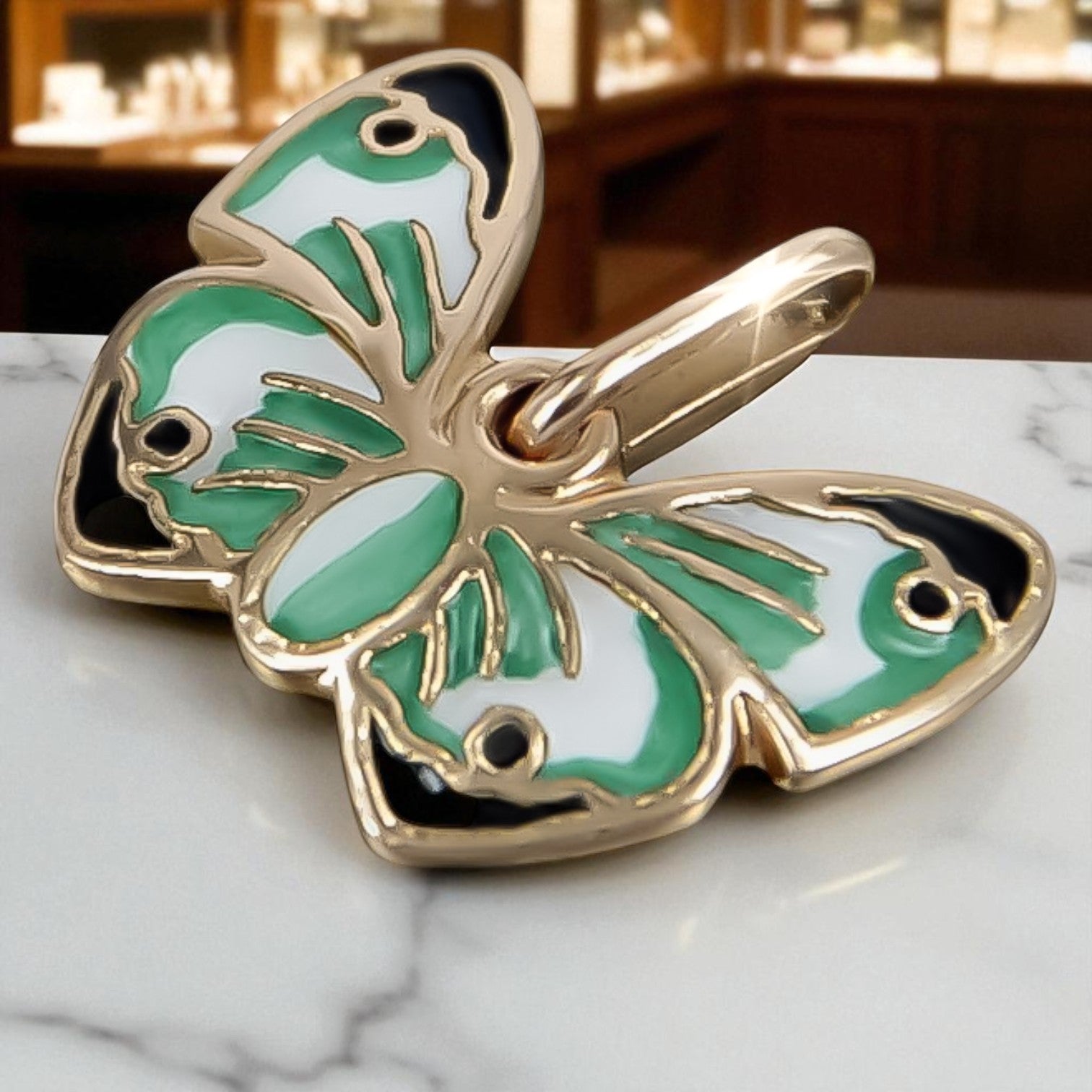Vintage rose pink 14k 585 gold Vintage butterfly pendant vpn022
