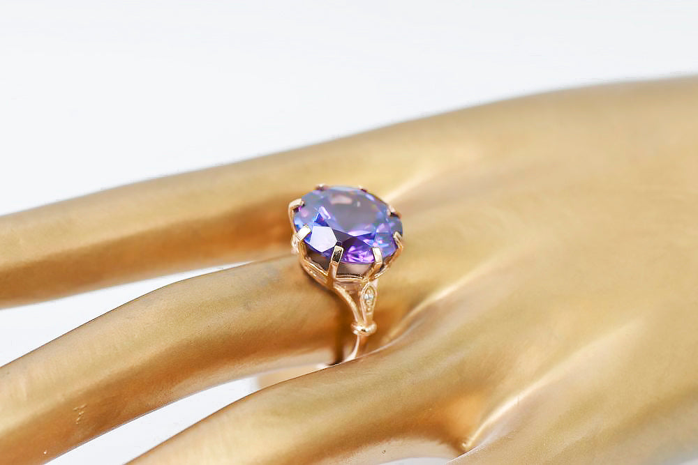 Alexandrite Original Vintage 14K Rose Gold Ring Vintage craft vrc073