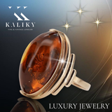 Rose pink 14k 585 gold amber ring vrab045 Russian Soviet jewelry style