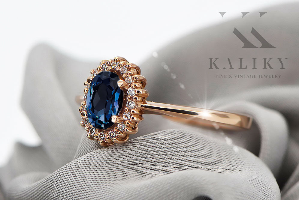 Original Vintage 14K Rose Gold Sapphire Ring Vintage style crc009r
