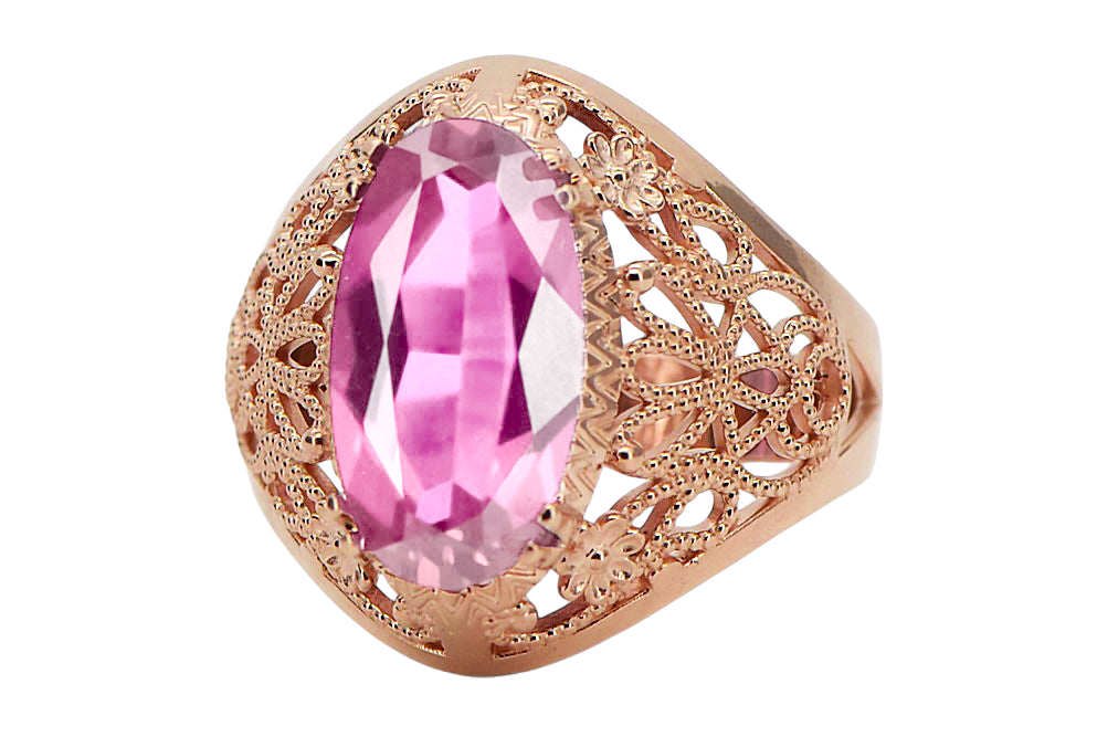 Ring Vintage style Amethyst Original Vintage 14K Rose Gold vrc074r