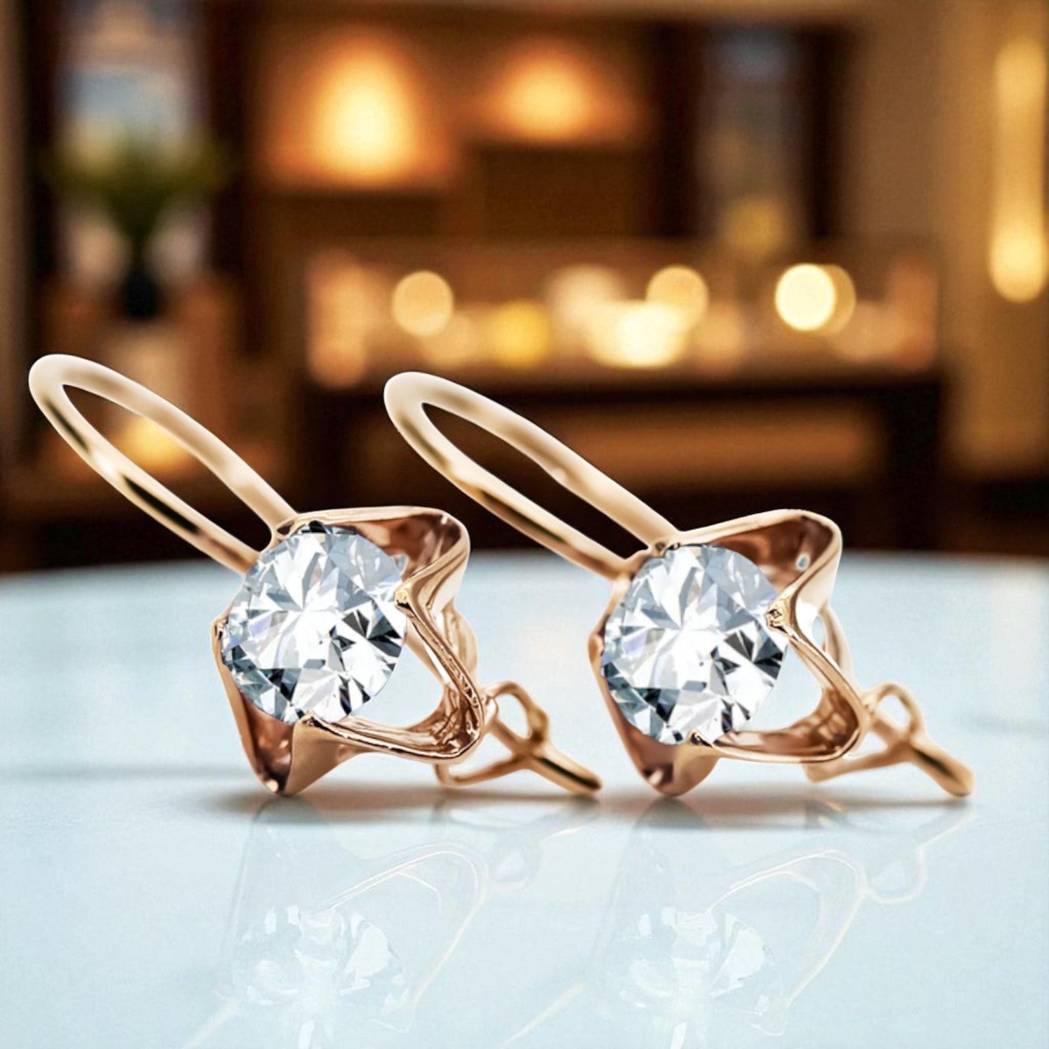 Zircon Original Vintage 14K Rose Gold Earrings Vintage vec142r
