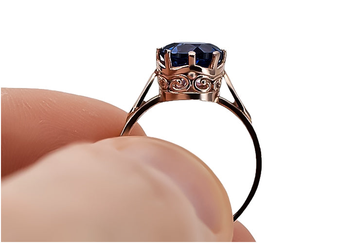 Original Vintage 14K Rose Gold Sapphire Ring Vintage Jewlery vrc366r