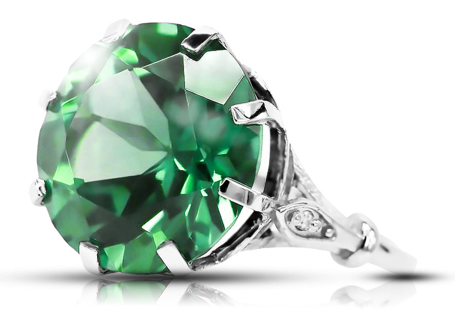 Ring Emerald Sterling silver 925 Vintage craft vrc073s
