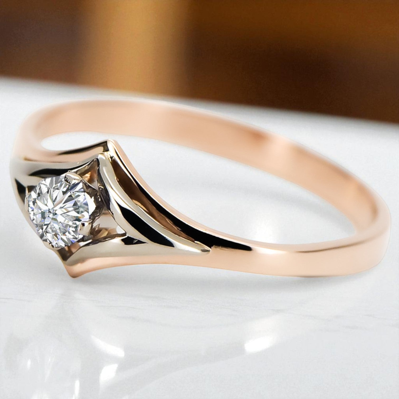 Ring Zircon Original Vintage 14K Rose Gold Vintage craft vrc351r