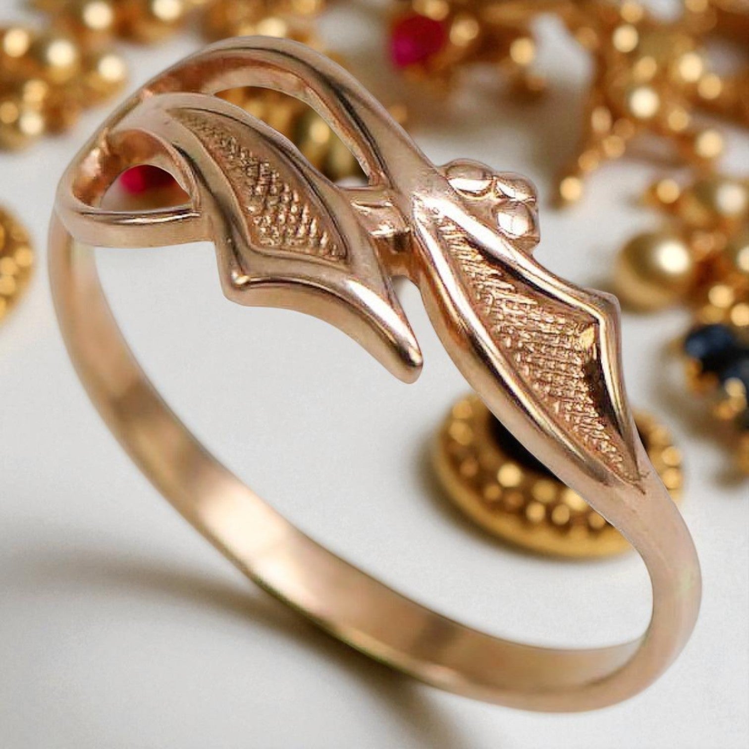 Vintage rose pink 14k 585 gold Vintage ring vrn049