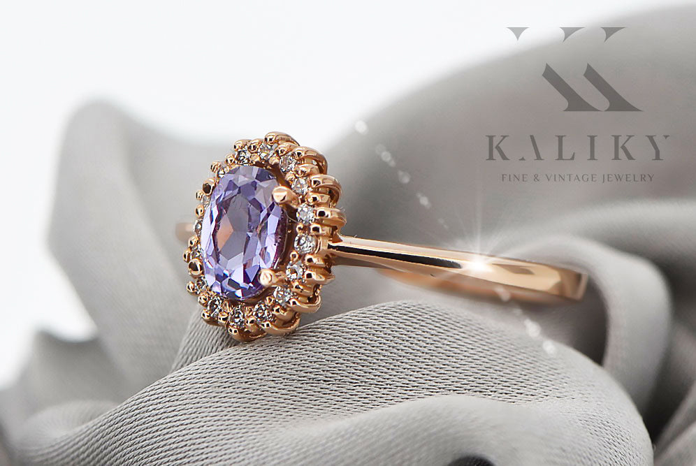 Original Vintage 14K Rose Gold Alexandrite Ring Vintage crc009r