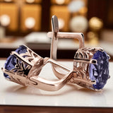 Rose pink 14k 585 gold alexandrite earrings vec003 Vintage Russian Soviet style