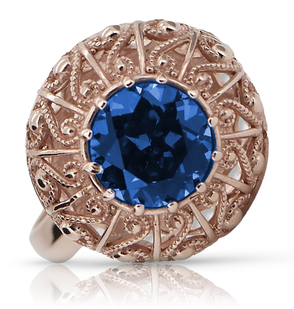 Ring Sapphire Original Vintage 14K Rose Gold Vintage style vrc059r