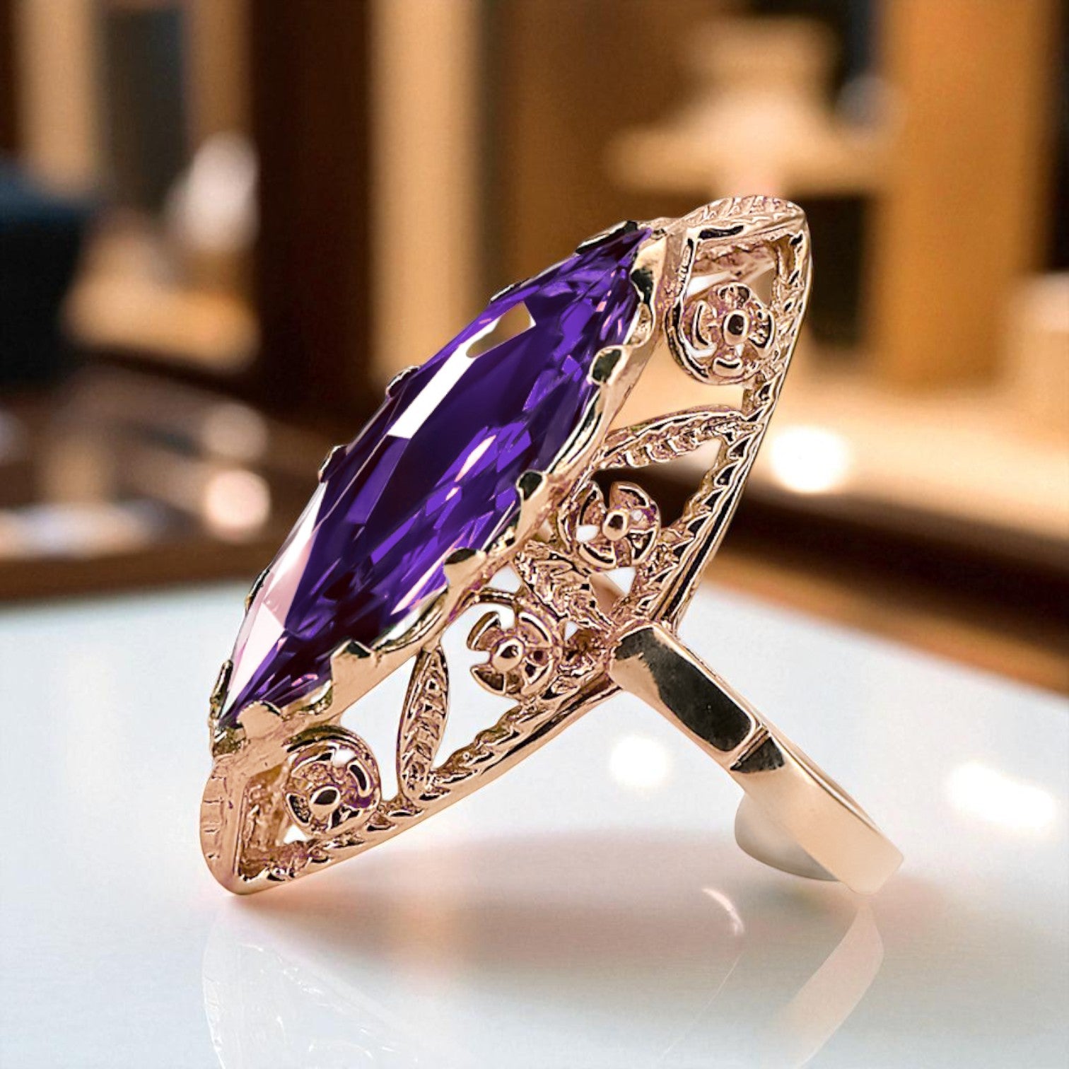 Alexandrite Original Vintage 14K Rose Gold Ring Vintage Jewlery vrc005r