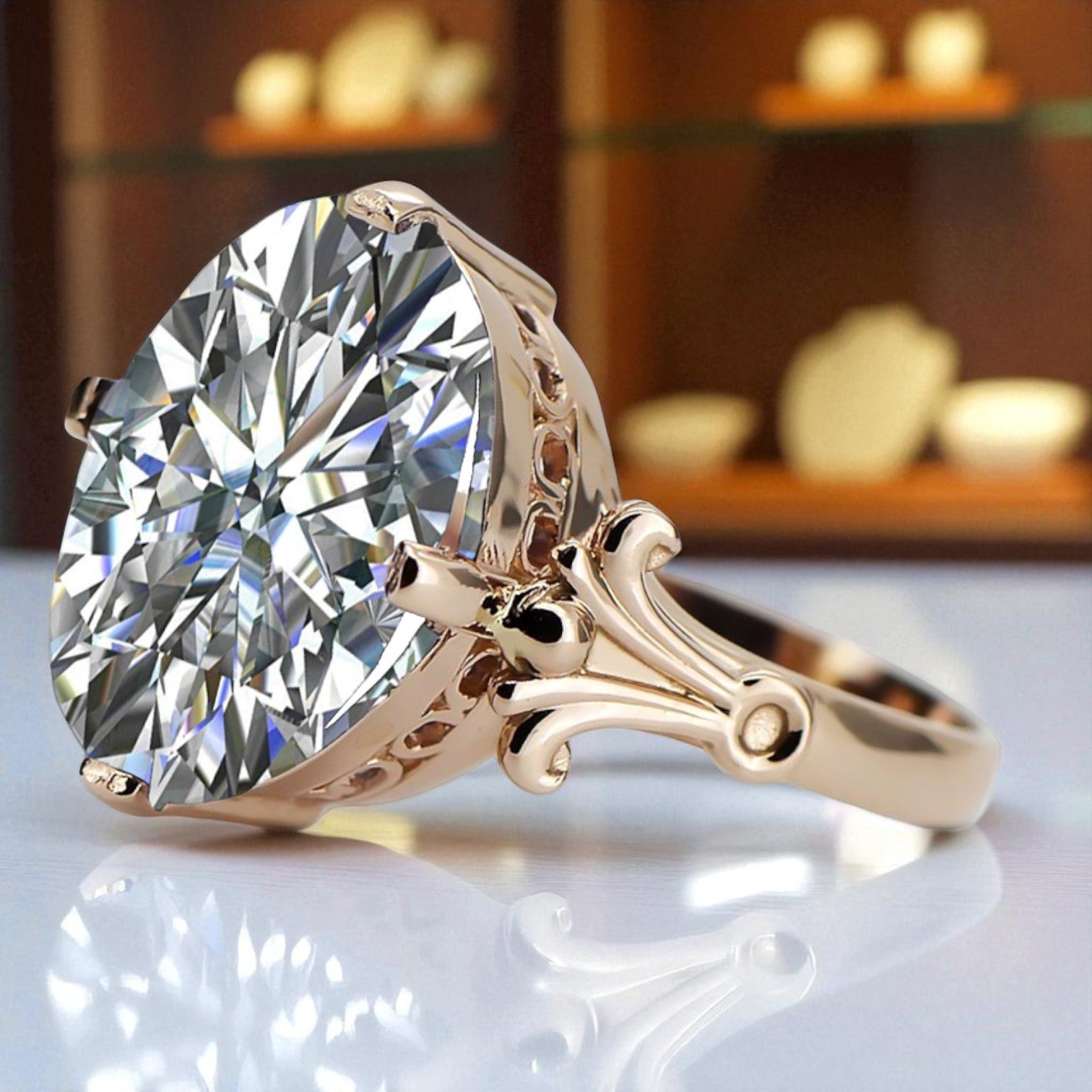 Ring Vintage craft Zircon Original Vintage 14K Rose Gold vrc369r