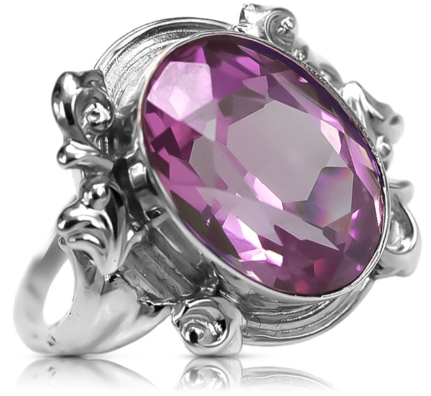 Ring Vintage Jewlery Amethyst Sterling silver 925 vrc100s