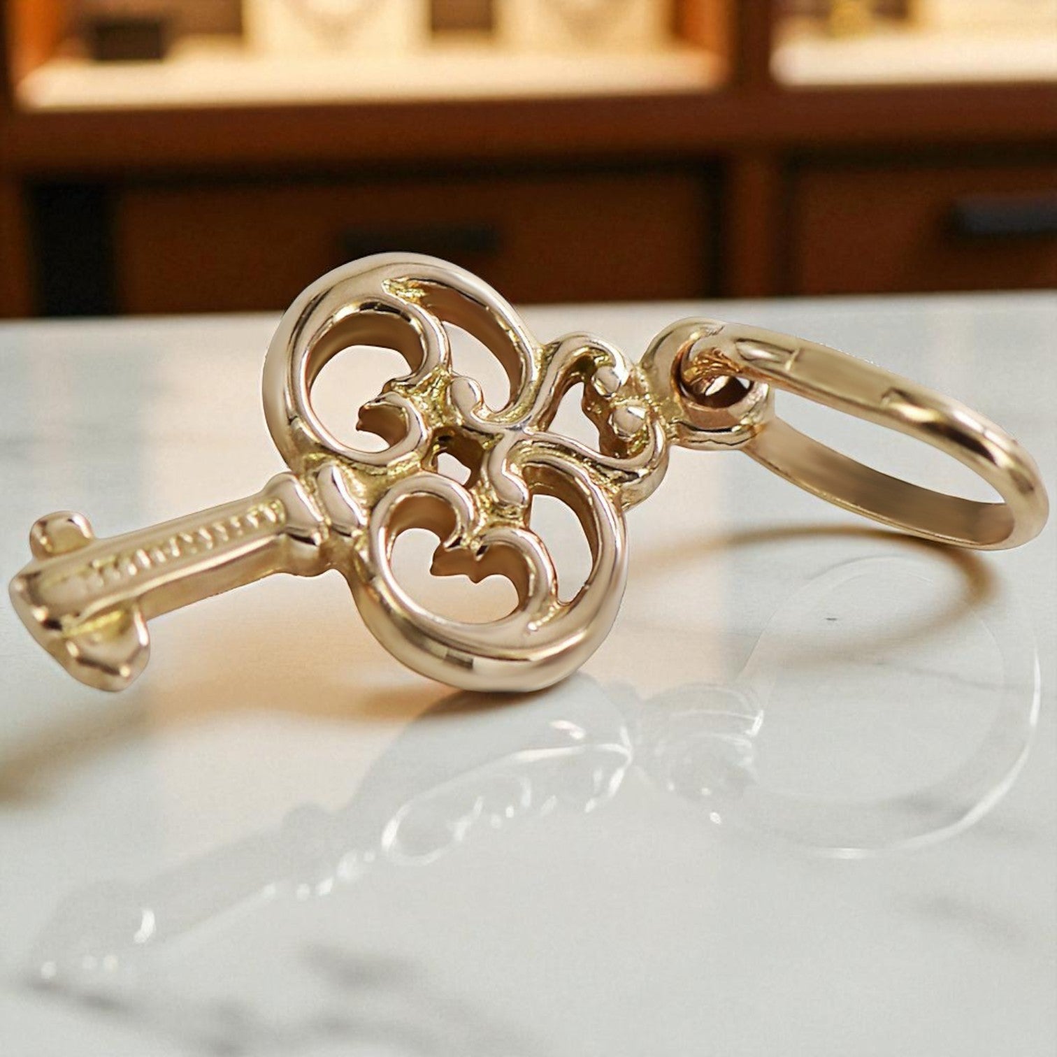 Vintage silver rose gold plated 925 Vintage key pendant vpn019rp