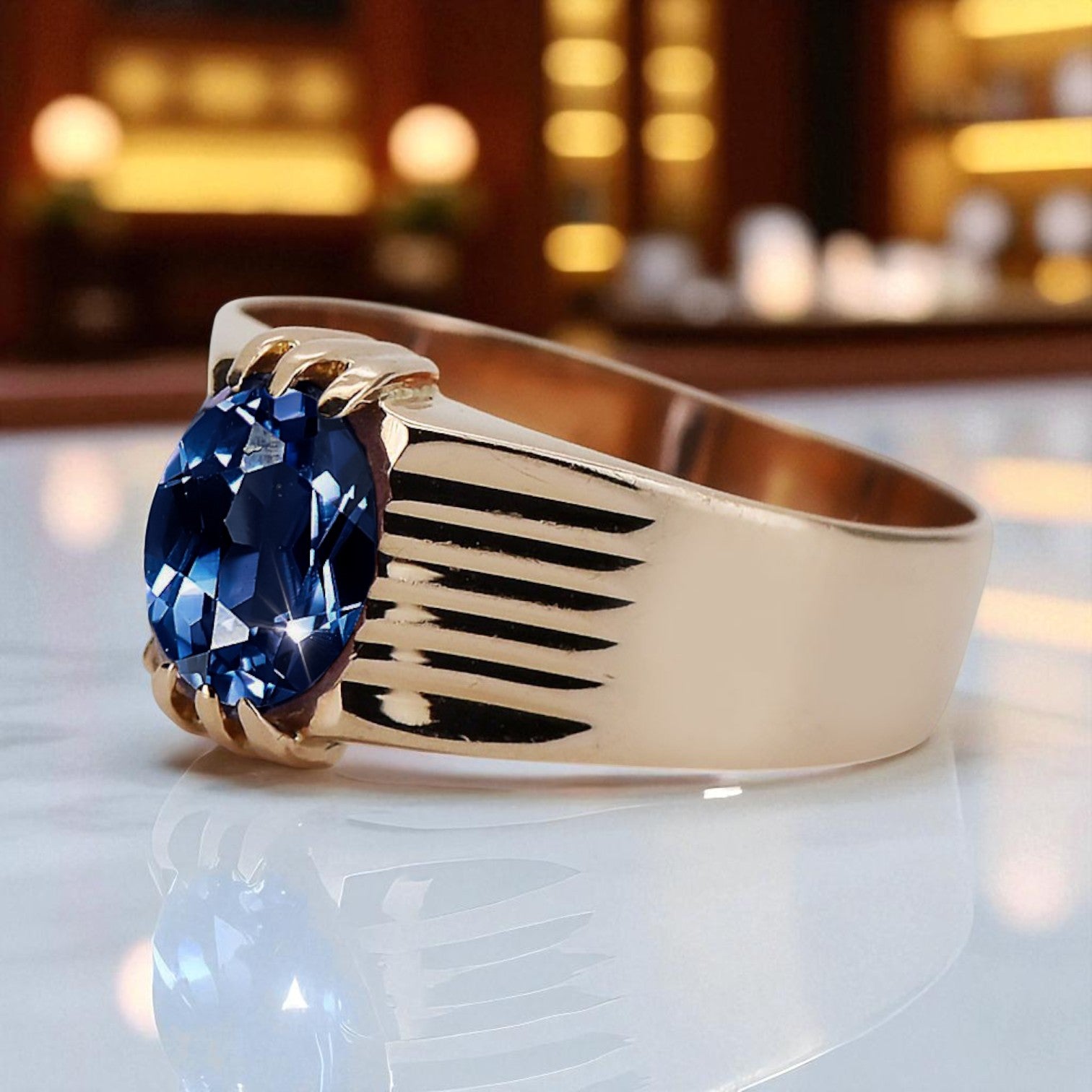 Ring Sapphire Original Vintage 14K Rose Gold Vintage Jewlery vrc007r