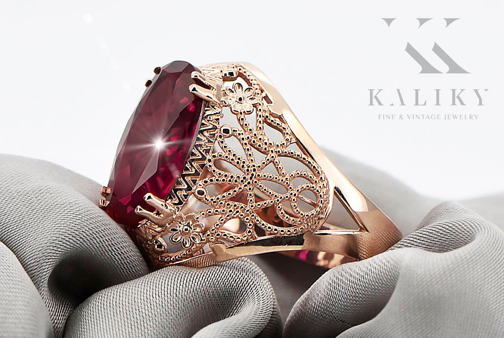 Ring Vintage Ruby Original Vintage 14K Rose Gold vrc074r