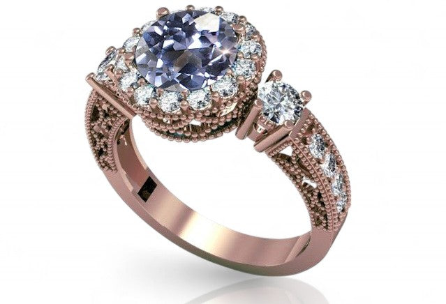 Original Vintage 14K Rose Gold Alexandrite Ring Vintage crc003r