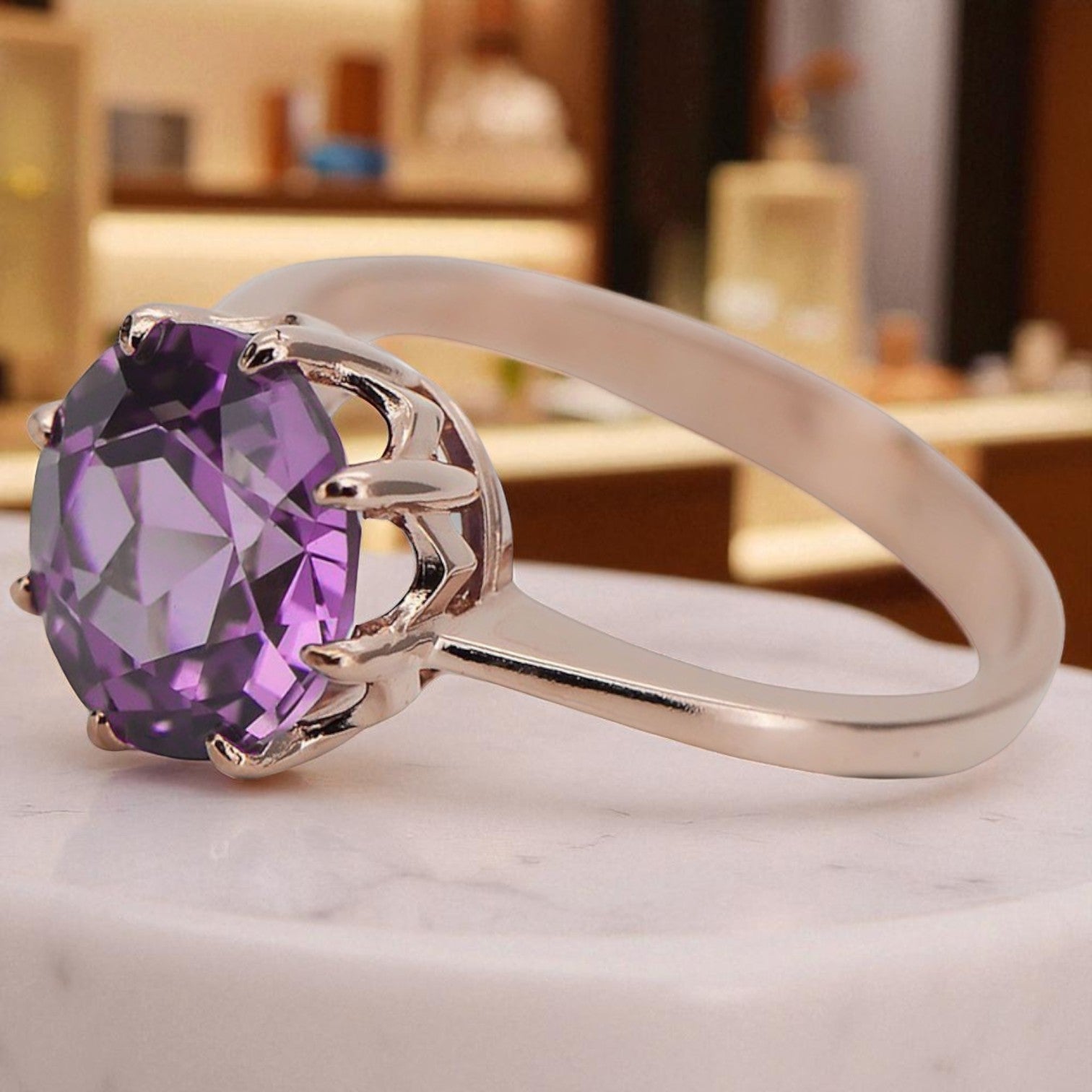 Original Vintage 14K Rose Gold Amethyst Ring Vintage vrc157r