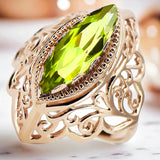 Ring Vintage craft Yellow Peridot Original Vintage 14K Rose Gold vrc017r