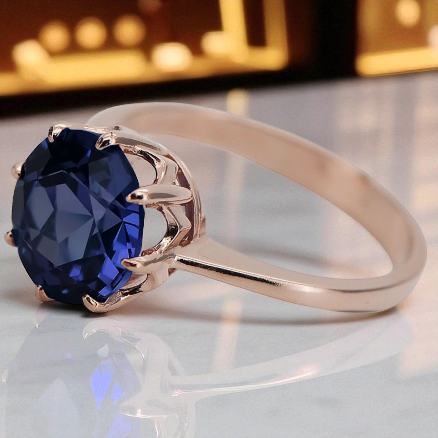 Original Vintage 14K Rose Gold Sapphire Ring Vintage vrc157r
