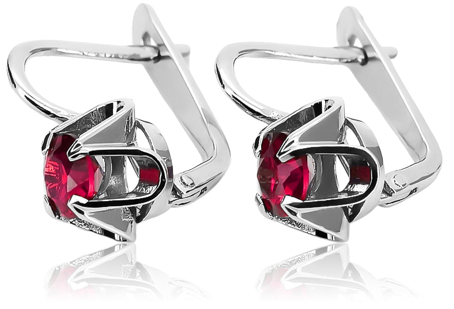 Vintage 925 Silver Ruby earrings vec018s Russian Soviet style