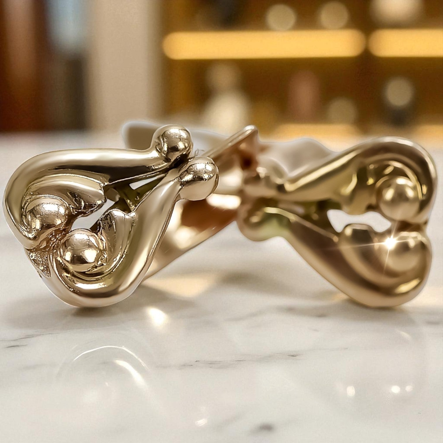 Vintage rose pink 14k 585 gold Vintage heart earrings ven132