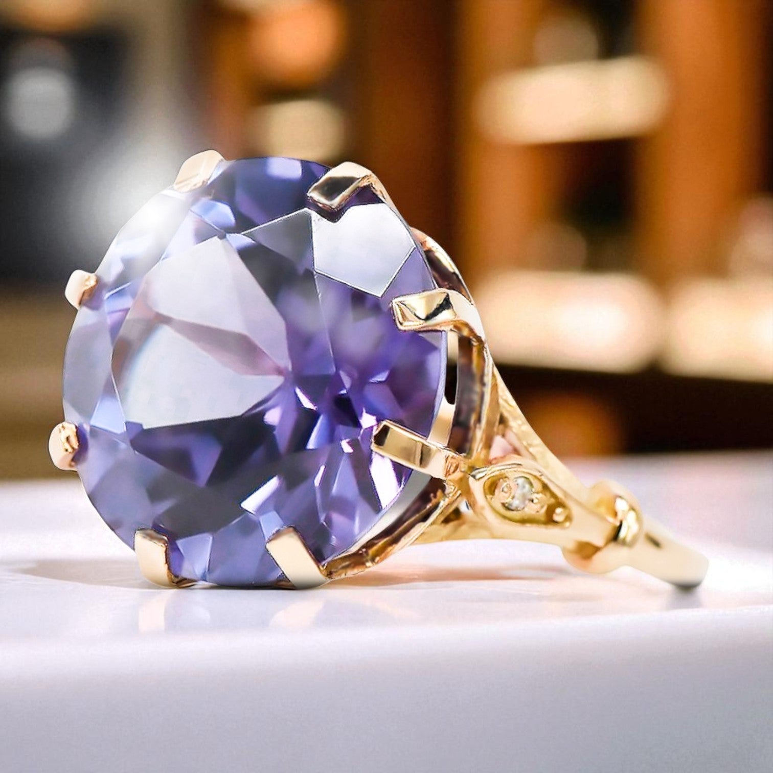 Alexandrite Original Vintage 14K Rose Gold Ring Vintage craft vrc073