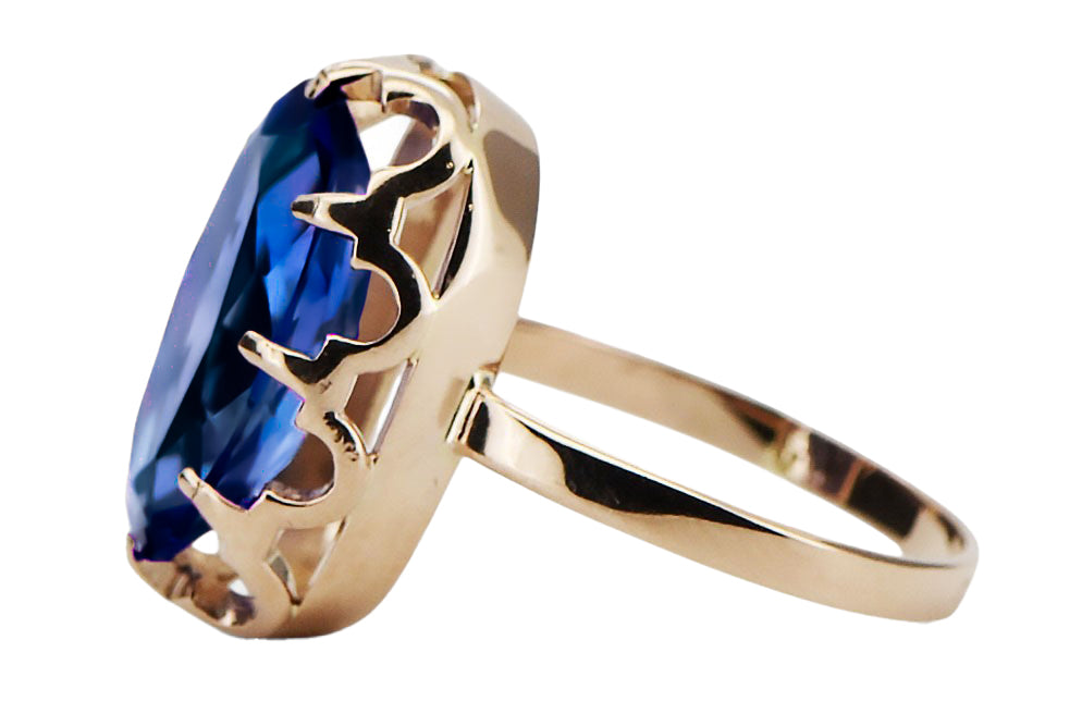 Ring Vintage style Sapphire Original Vintage 14K Rose Gold vrc253r