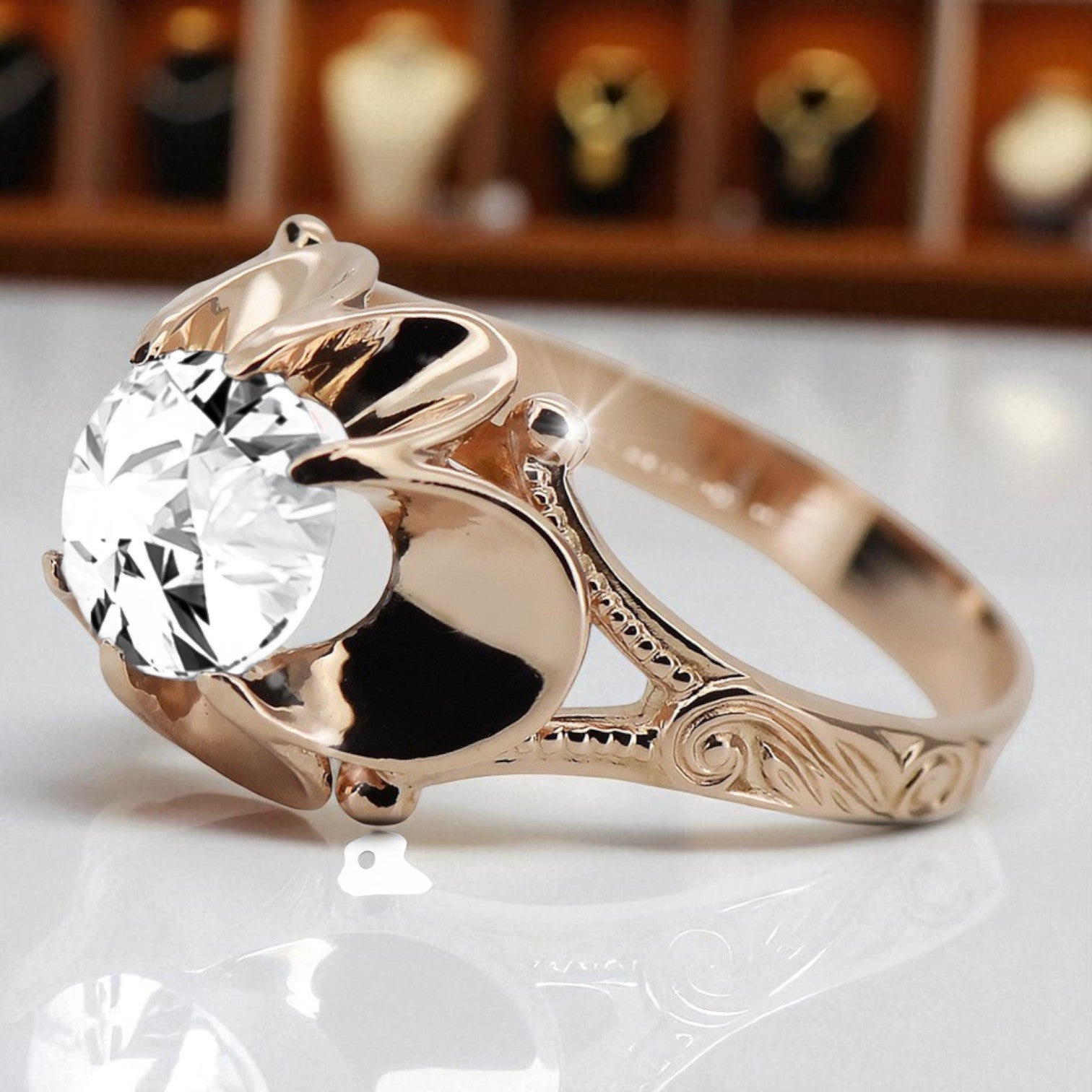 Original Vintage 14K Rose Gold Zircon Ring Vintage style vrc377r