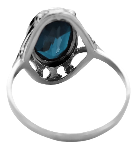 Ring Aquamarine Sterling silver 925 Vintage style vrc128s